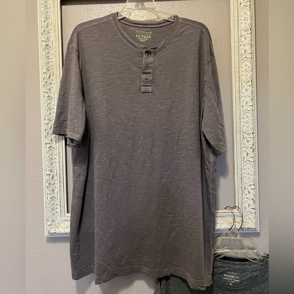 Sonoma Gray Henley Short Sleeve Tee